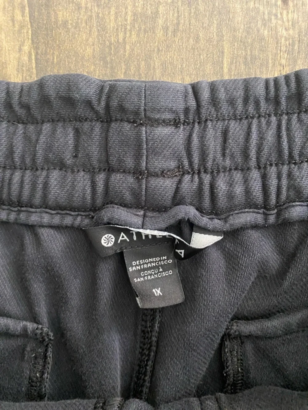 Athleta Thick Athleisure Washed Black Drawstring Shorts